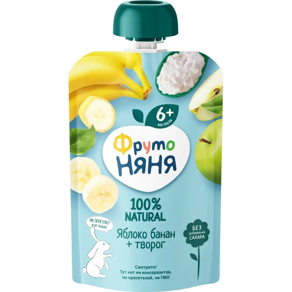 FrutoNyanya puree with cottage cheese apple-banana 90 g