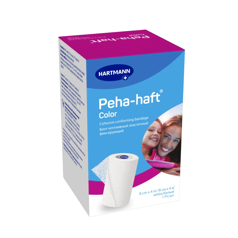 Peha-Haft Color Bandage 8 cm x 4 m / White Cohesive Elastic Fixative
