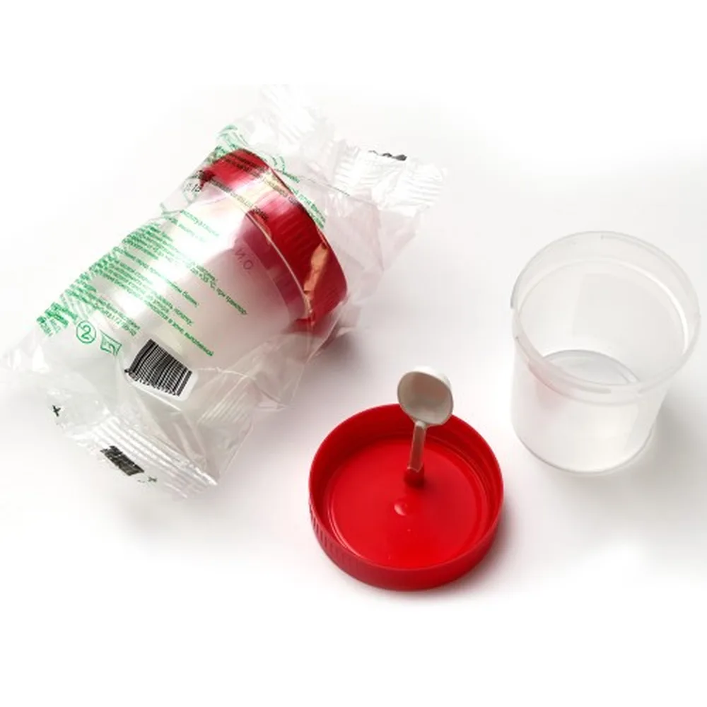 60 ml container for biological samples with spatula / in individual packaging