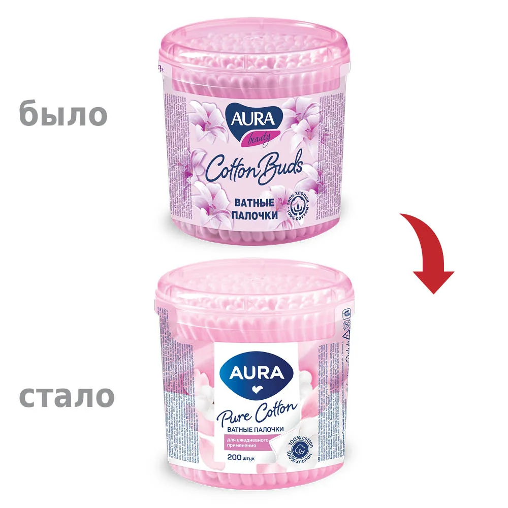 Aura cotton swabs cup 200 pcs.