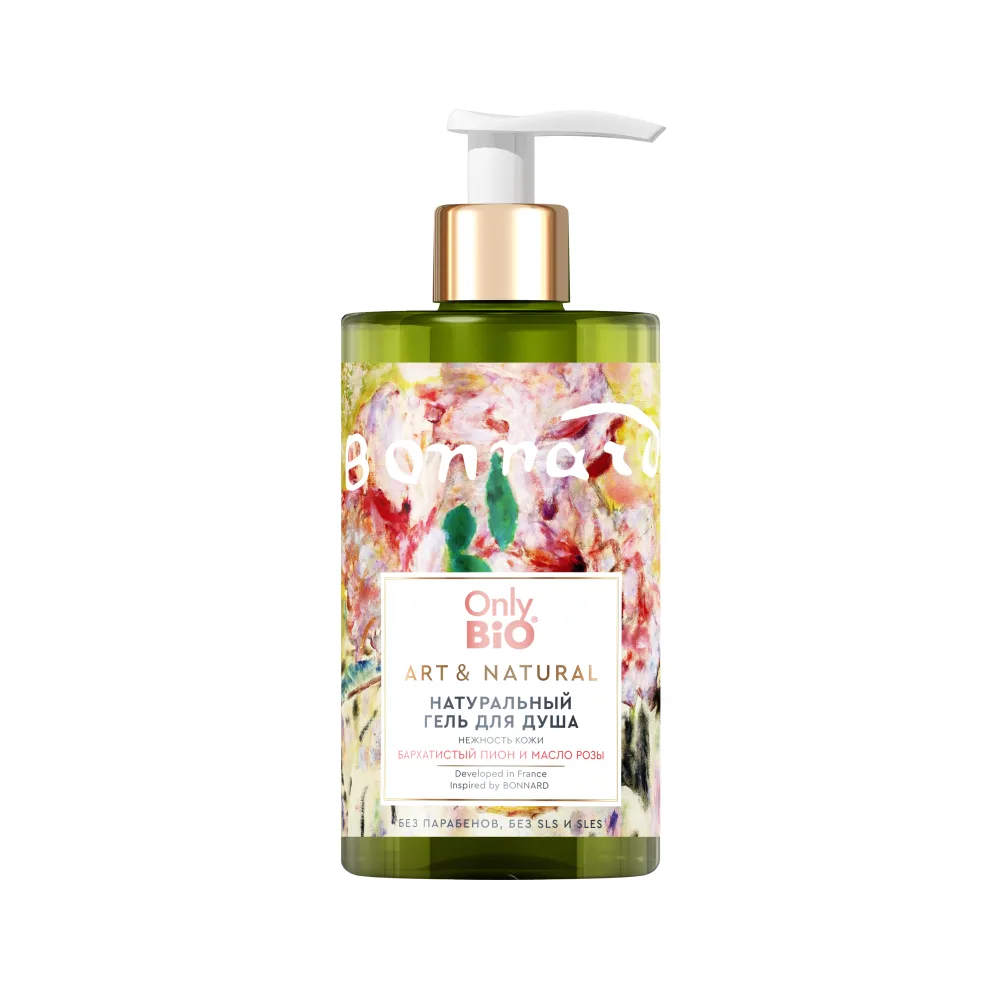 Only bio art&amp;natural shower gel natural skin tenderness velvety peony and rose oil 290 ml