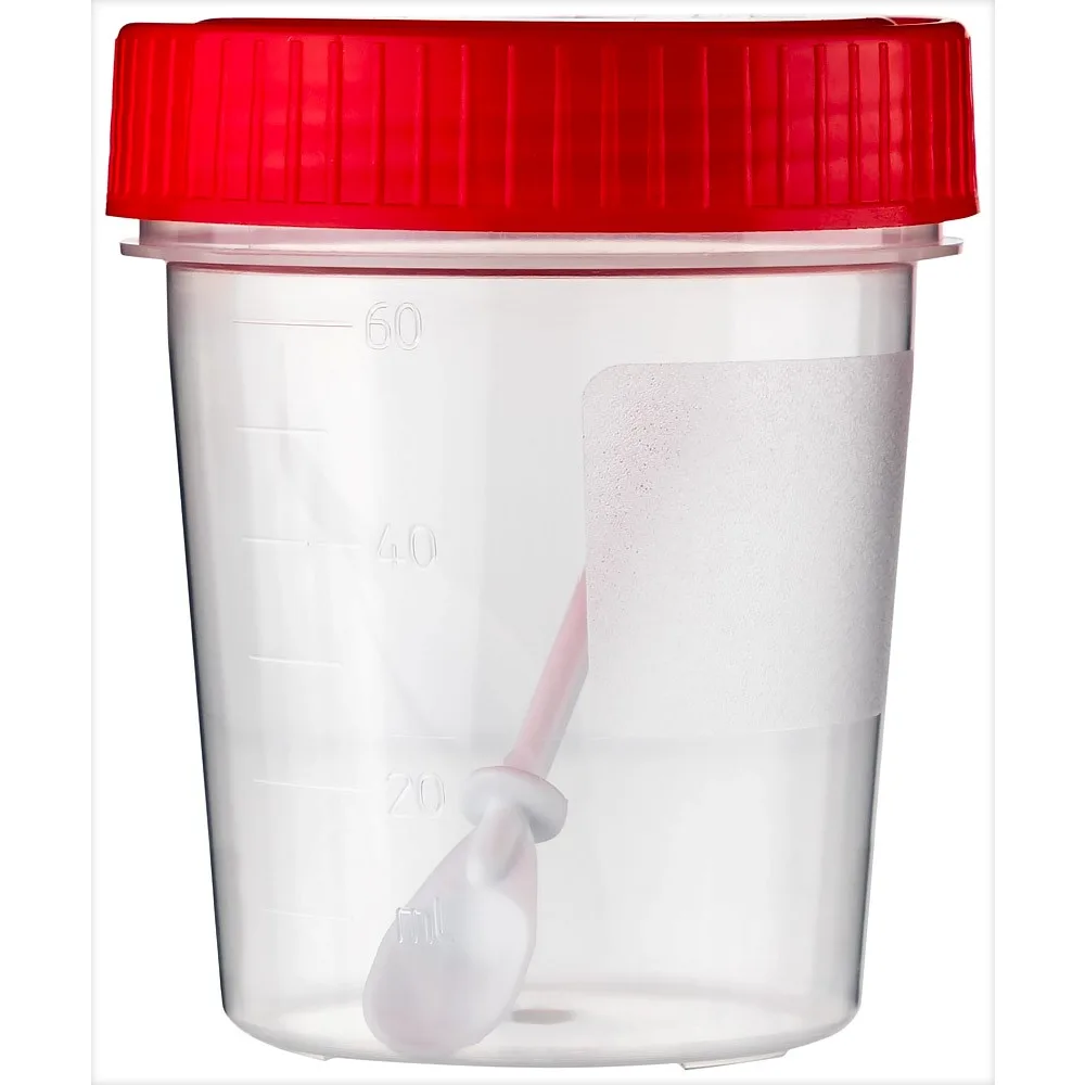 Sterile disposable medical container with spoon 60 ml/perint