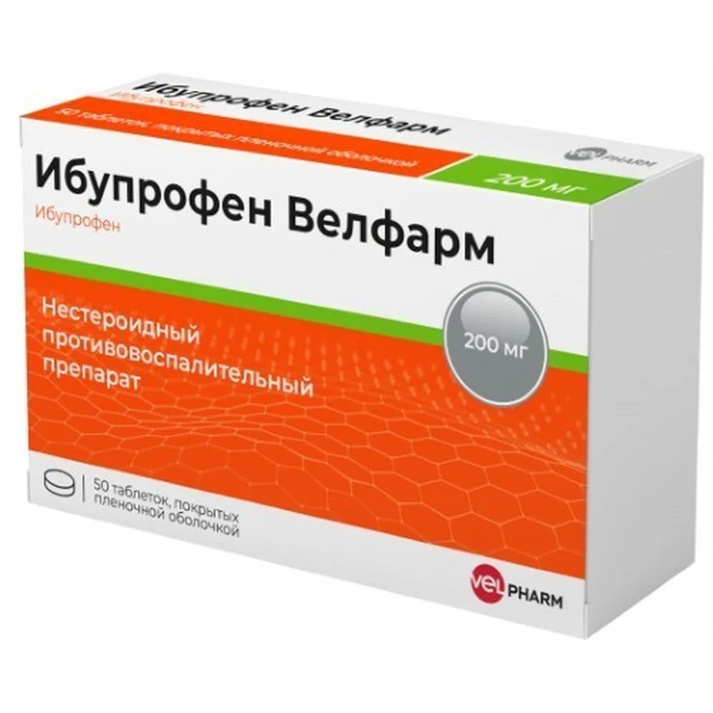 Ibuprofen Velpharm 200 mg 50 coated tablets