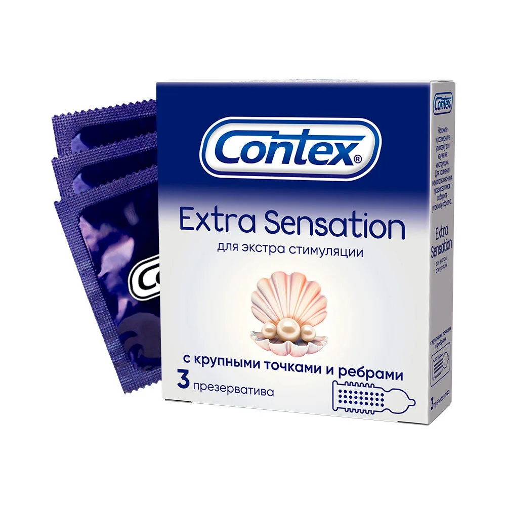 Contex Extra Sensation Condoms with Large Dots and Ribs 3 pcs.