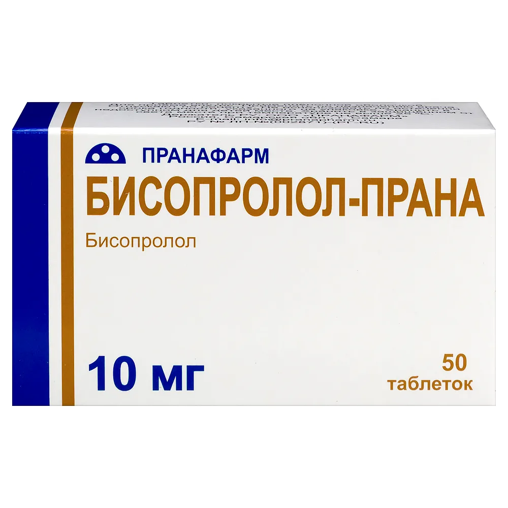 Bisoprolol-Prana 10 mg 50 tablets, film-coated