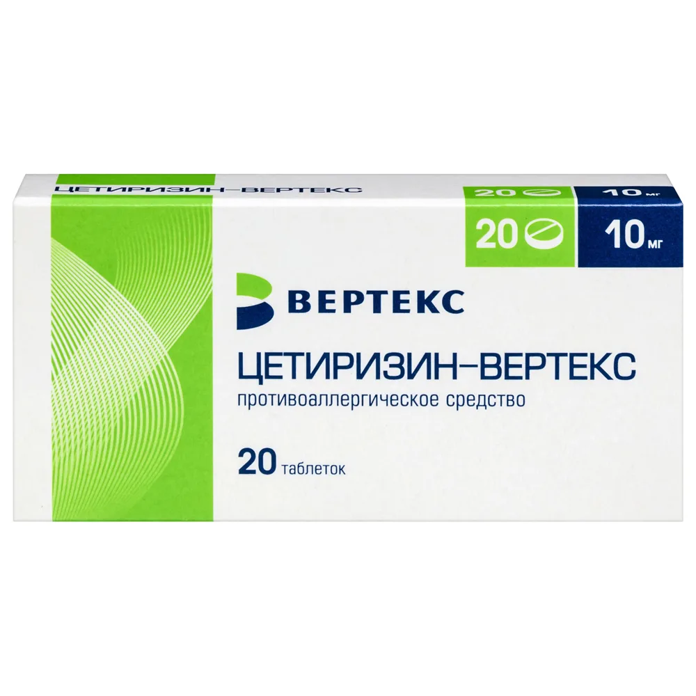 Cetirizine-Vertex 10 mg 20 tablets, film-coated