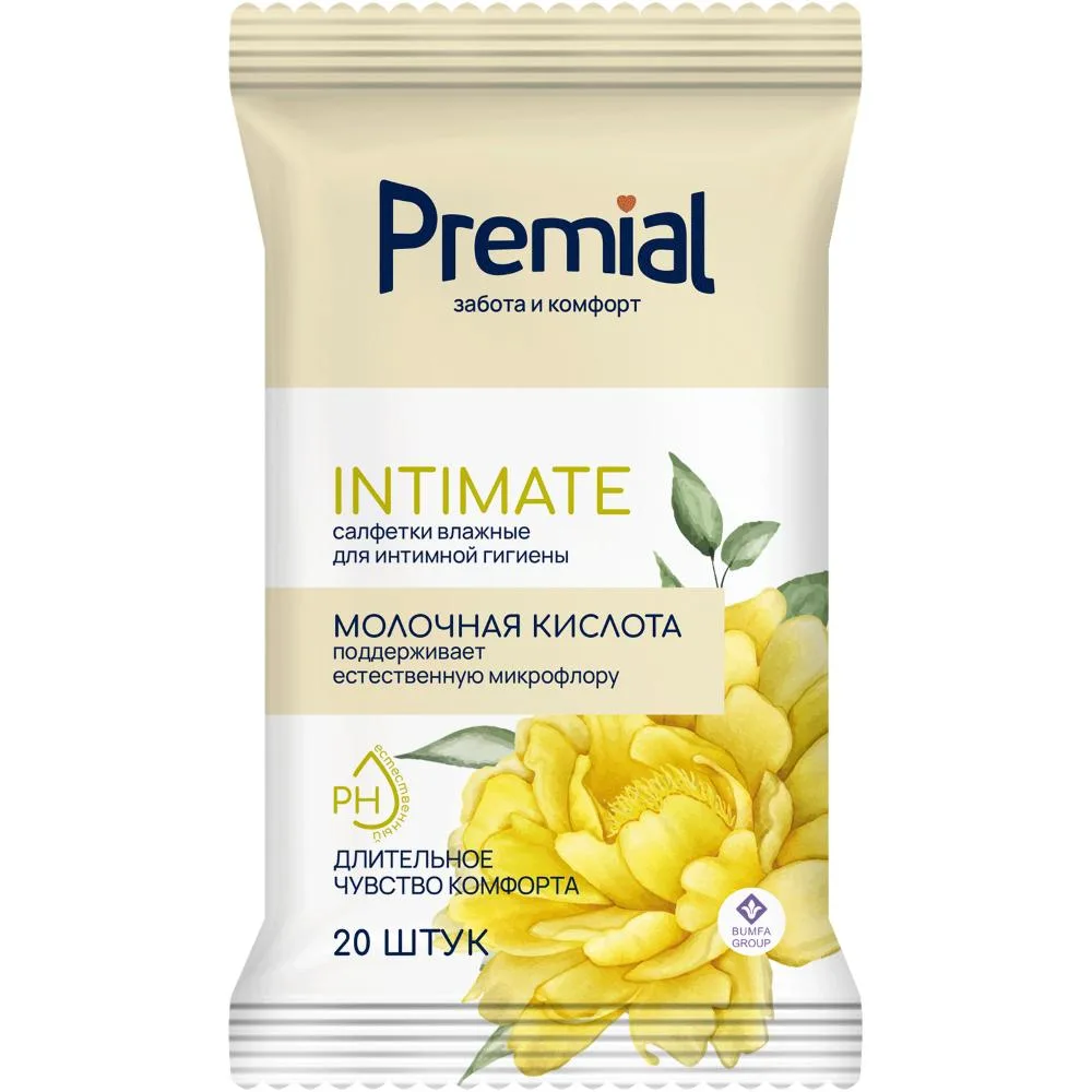Premial Intimate Hygiene Wipes 20 pcs / Lactic Acid
