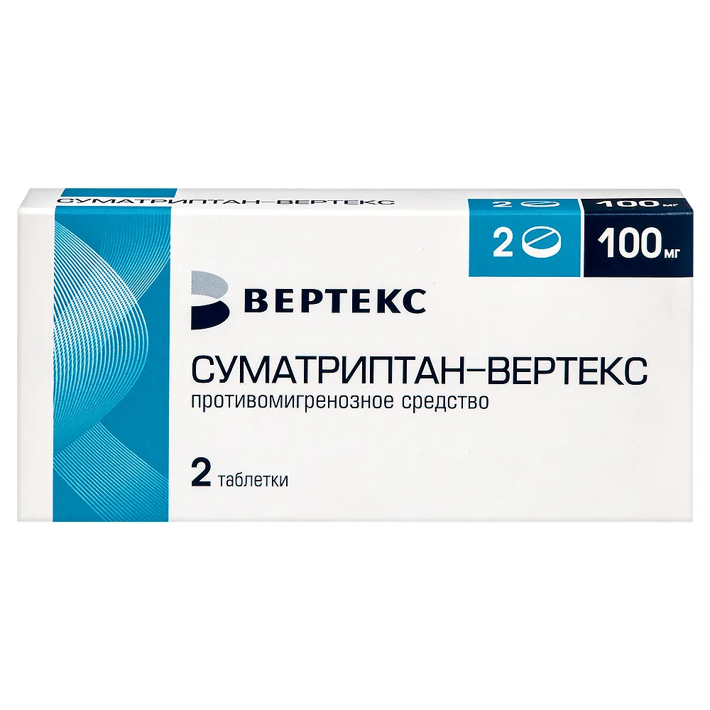 Sumatriptan-Vertex 100 mg 2 pcs blister film-coated tablets