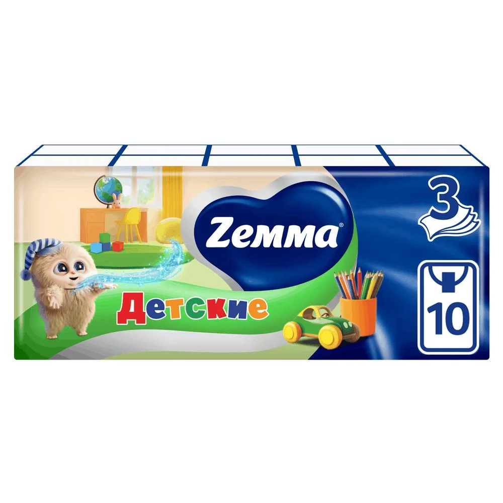 Zemma children's three-layer unflavored handkerchiefs 10 pcs x 10