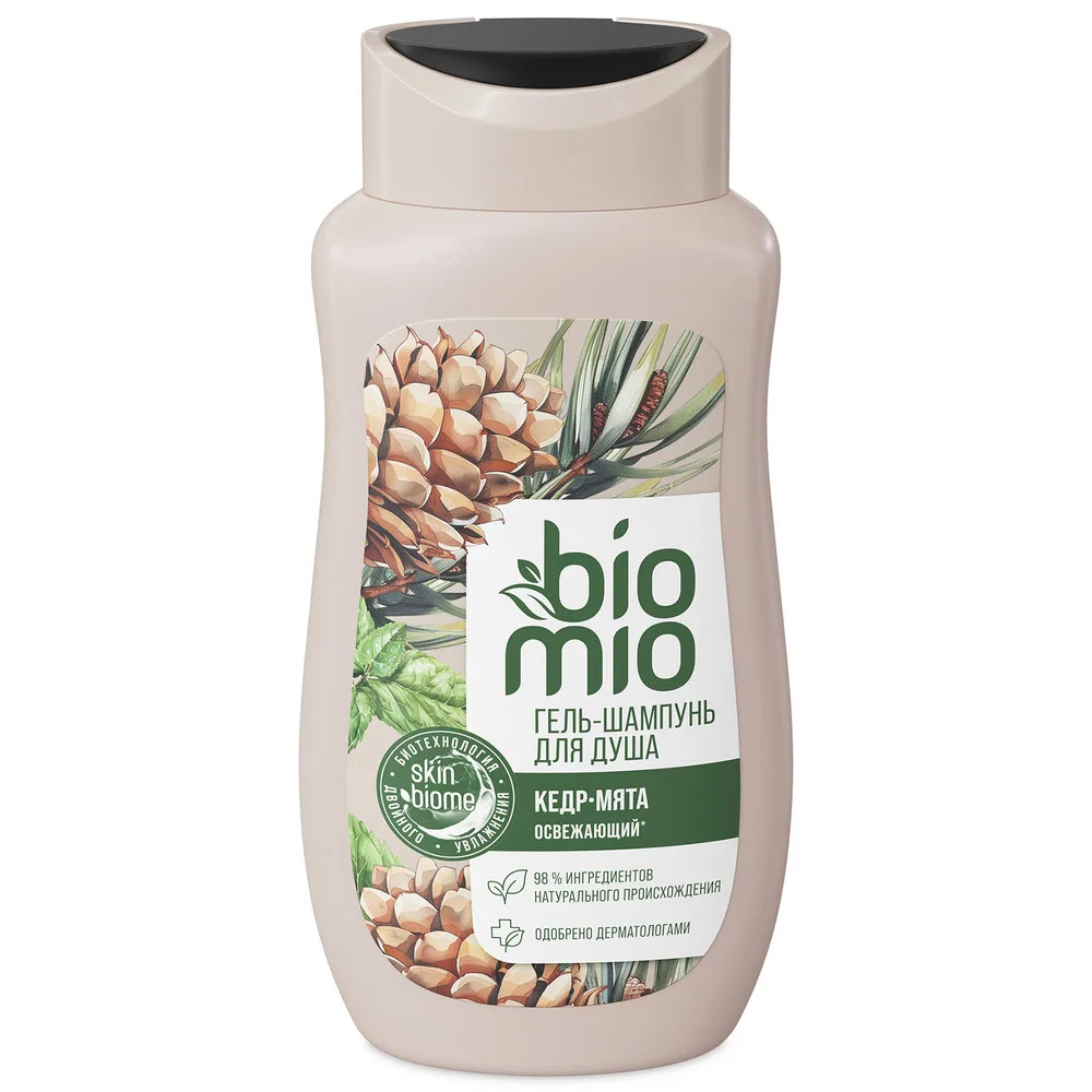 Biomio Bio Shower Body &amp; Hair Gel 2-in-1 Natural Shower Gel-Shampoo with Essential Oils of Mint and Cedar for Men 250 ml