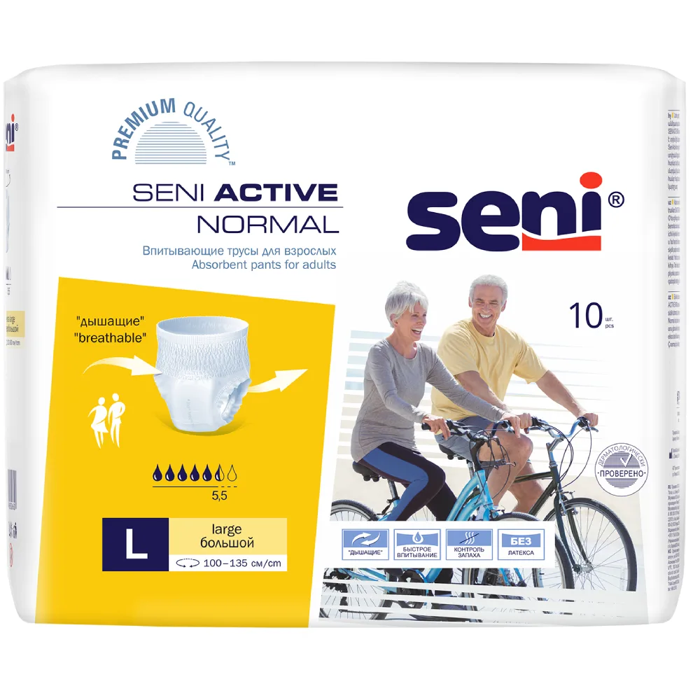 Seni Active Normal Absorbent Underwear Size Large Waist Circumference 100-135 cm 10 pcs.