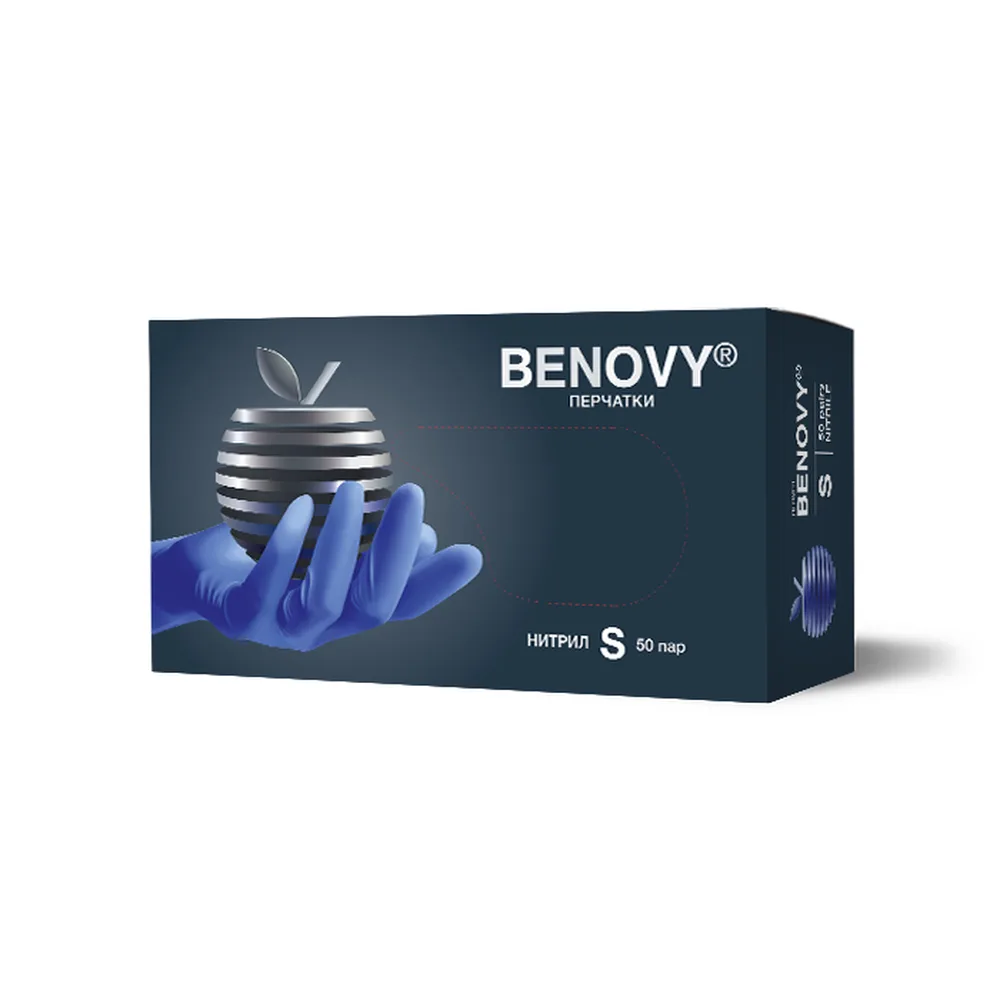Benovy Nitrile Examination Gloves Non-Sterile Powder-Free Textured Fingertips Chlorinated Size S 50 pairs/Lavender-Blue