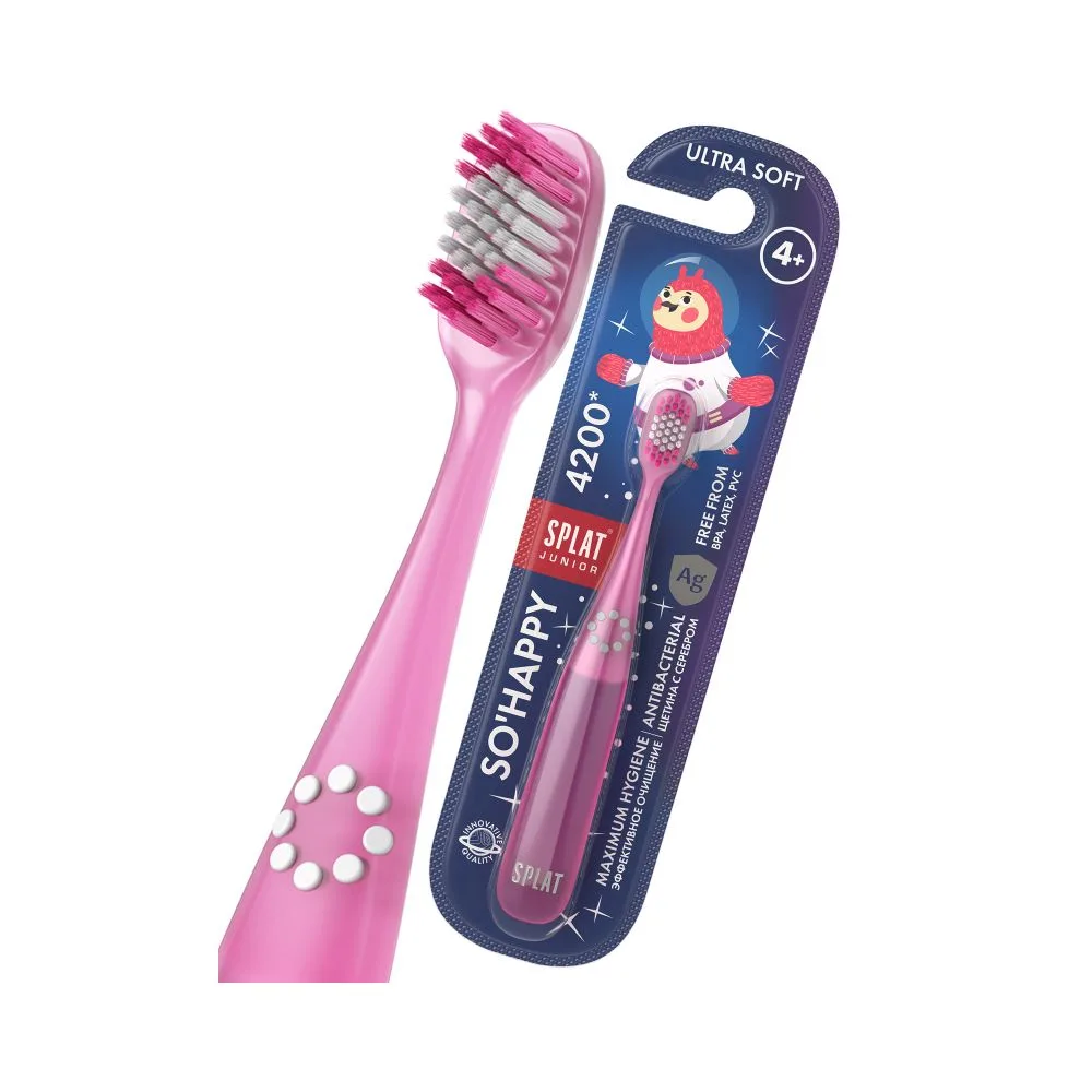 Splat Junior Innovative Toothbrush for Children with Silver Ions Ultra 4200 4+/Pink/
