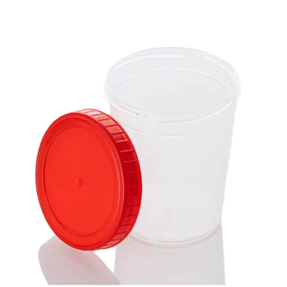 Sterile Disposable Medical Polymer Container with Lid 125 ml