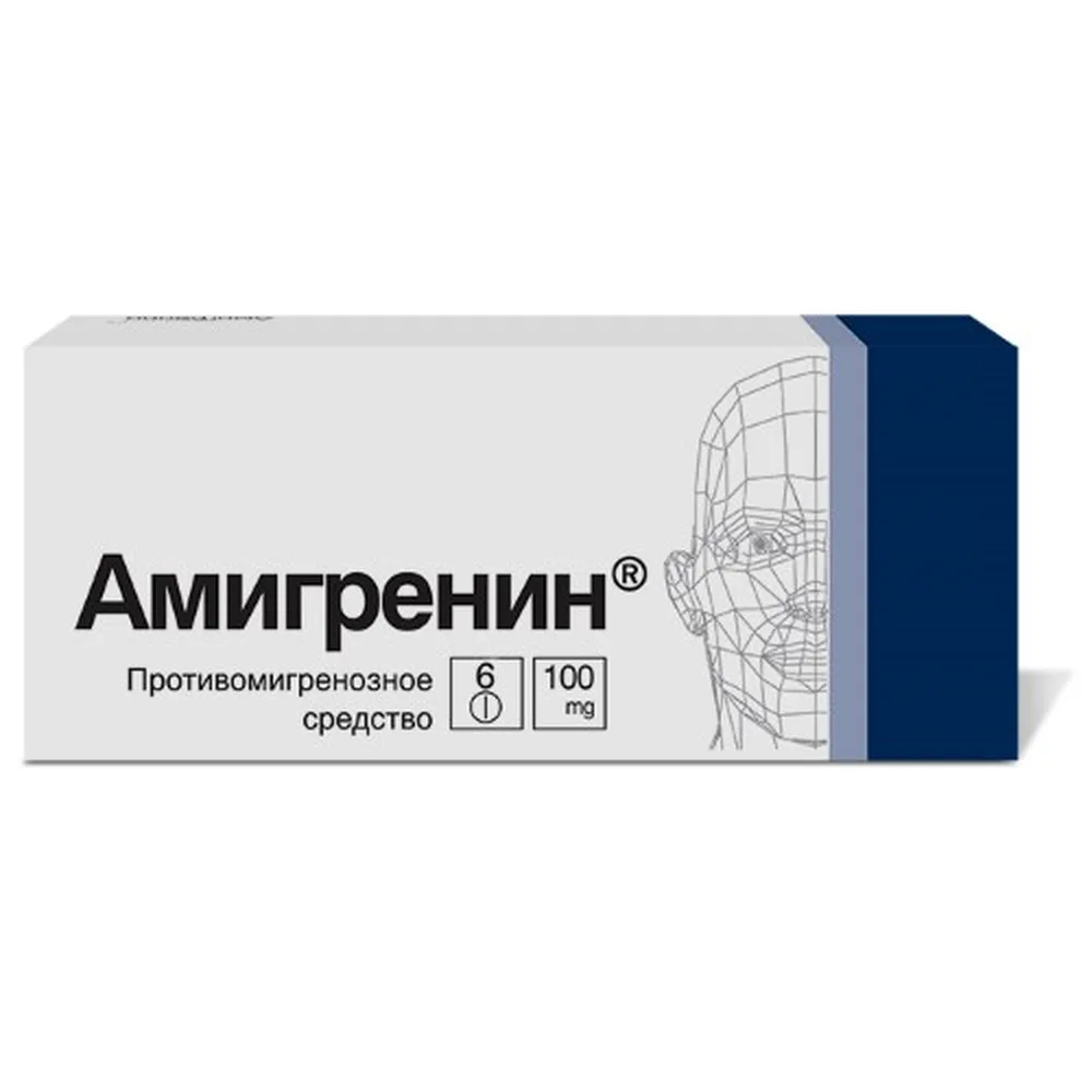 Amigrenin 100 mg 6 coated tablets