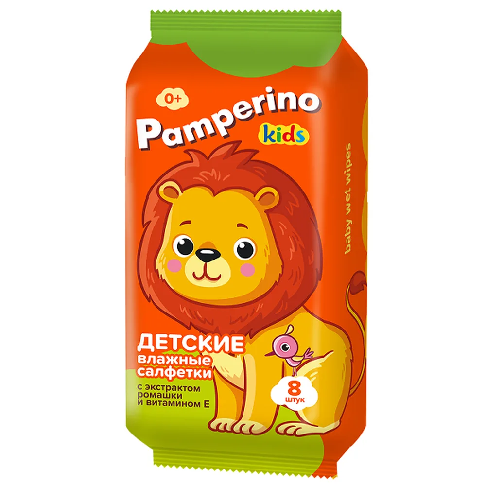 Pamperino Kids Wipes Moisturizing with Chamomile Extract and Vitamin E 8 pcs.