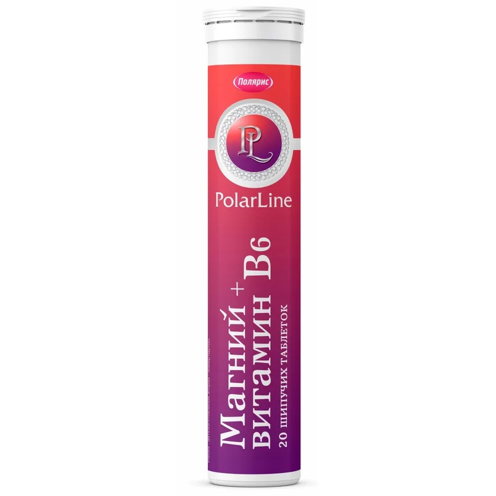 Polarline magnesium and vitamin B6 Tutti Frutti flavor 20 effervescent tablets 3.8 g