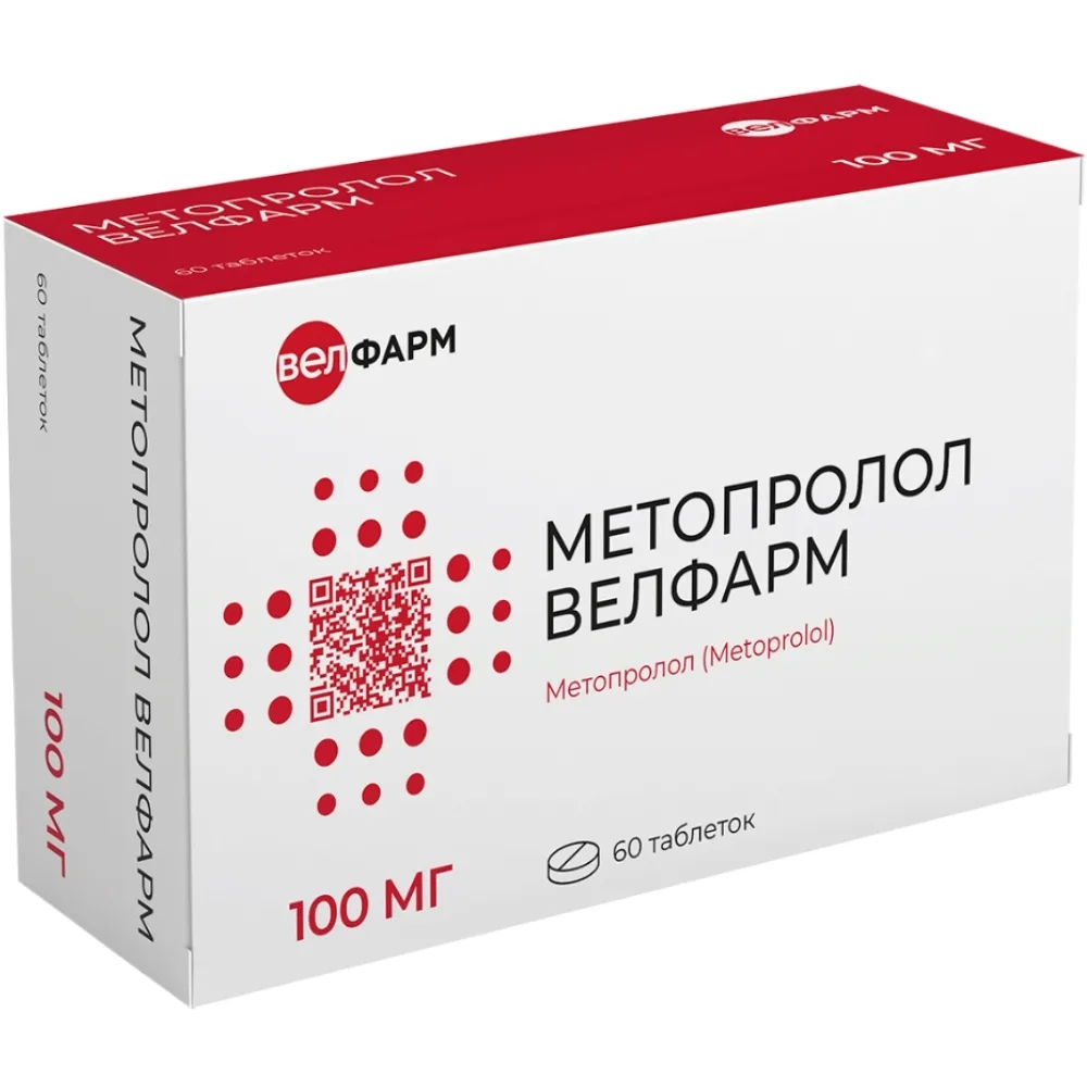Metoprolol Velfarm 100 mg 60 tablets