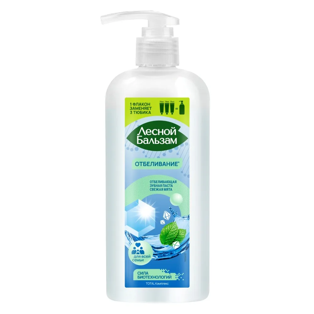 Lesnoy Balsam Total Complex Toothpaste for the Whole Family Whitening Fresh Mint 290 g