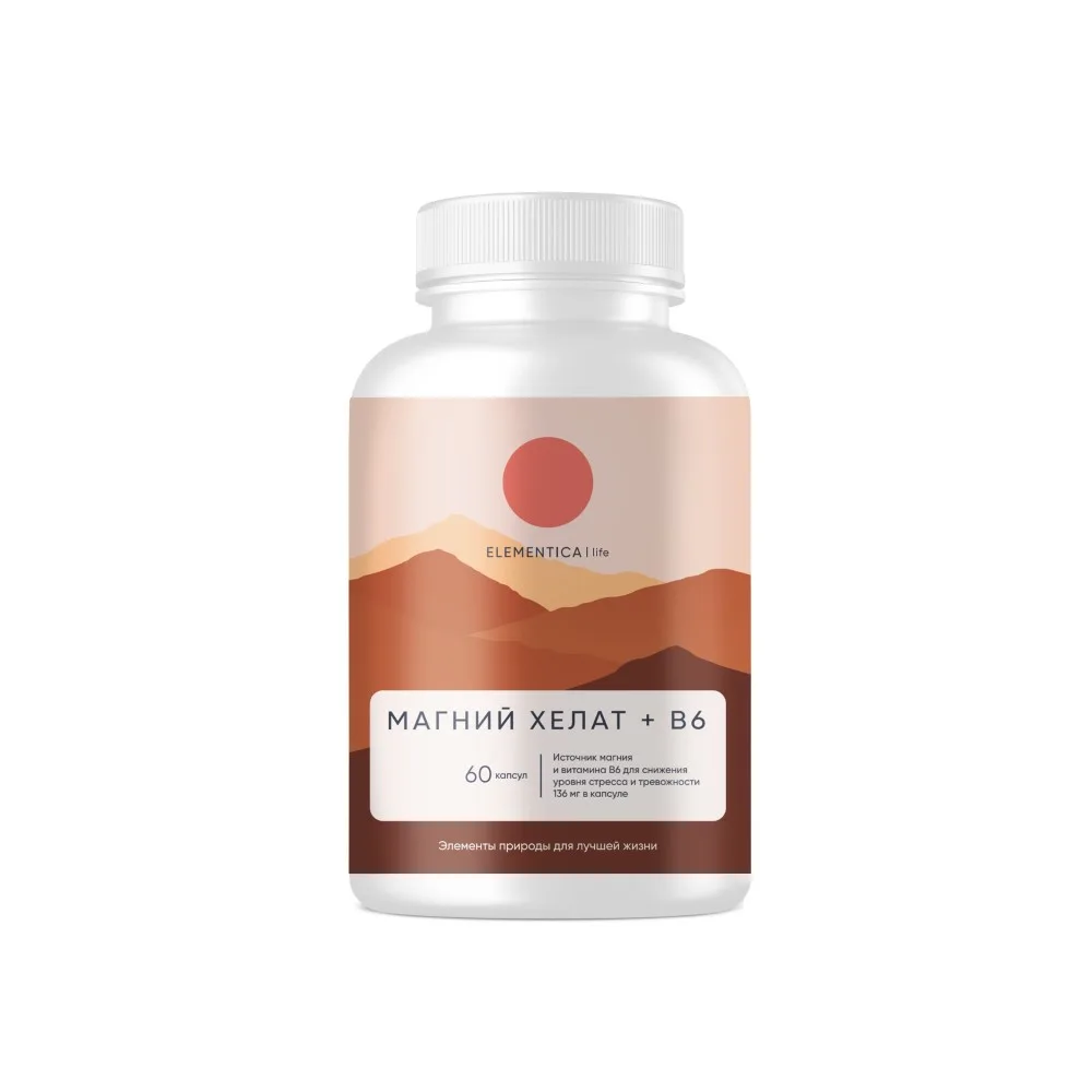 Elementica Life Magnesium Chelate+V 6 60 Capsules 802 mg