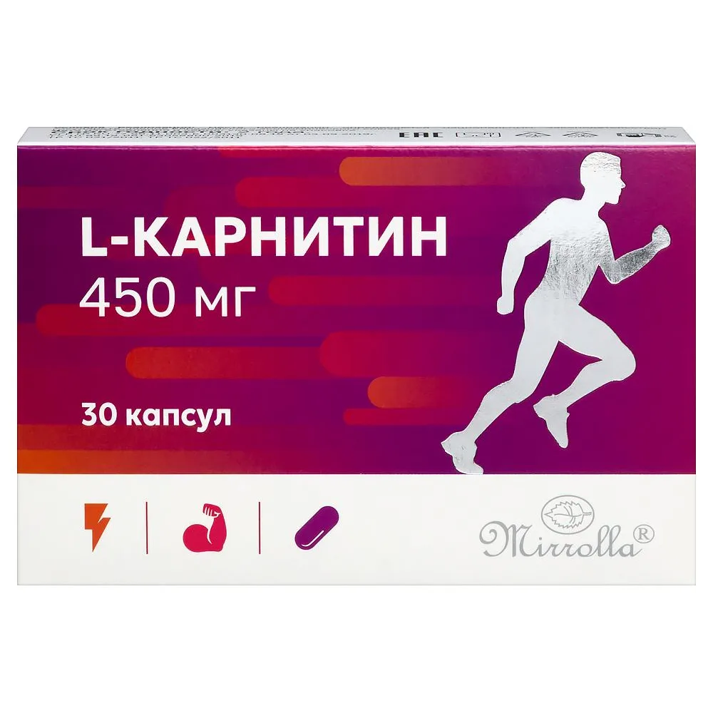 Mirrolla L-Carnitine 450 mg 30 capsules 470 mg