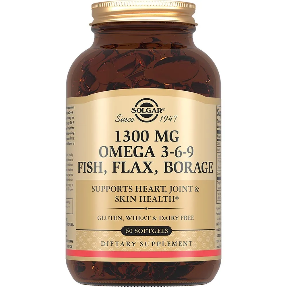 Solgar Omega 3-6-9 Fatty Acids Complex 1300 mg 60 Capsules
