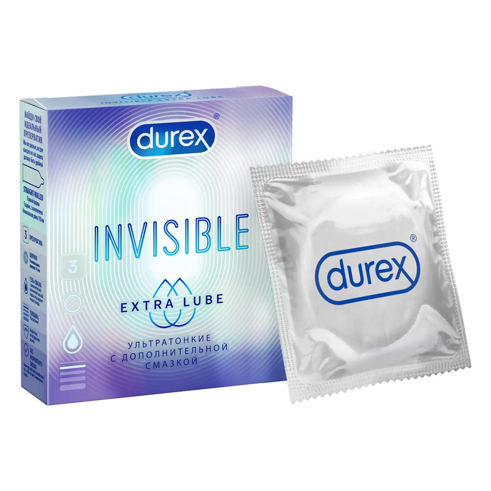 Durex Invisible Extra Lube Condoms 3 pcs.
