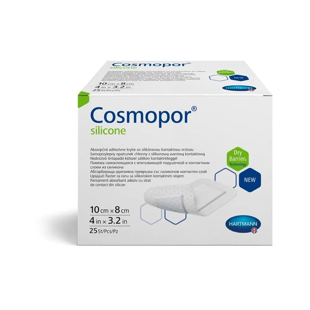 Cosmopor Silicone Absorbent Dressing with Silicone Contact Layer 10x8 cm 25 pcs