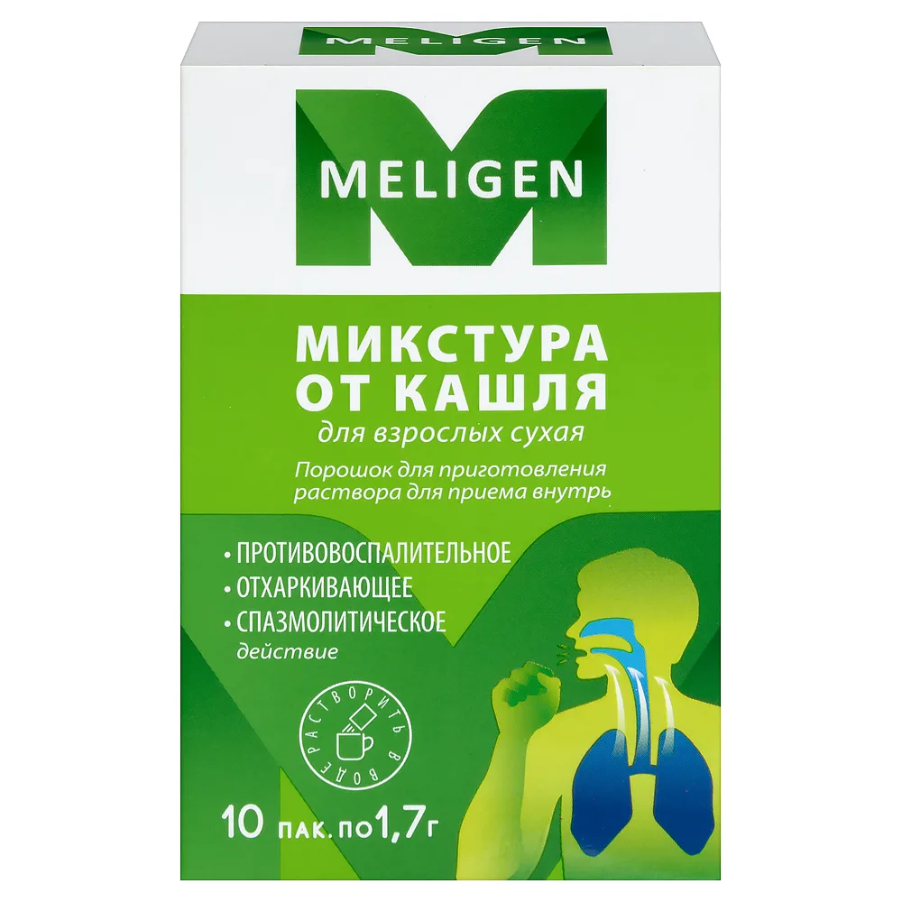 Dry cough mixture for adults powder for solution preparation for oral use 10 sachets