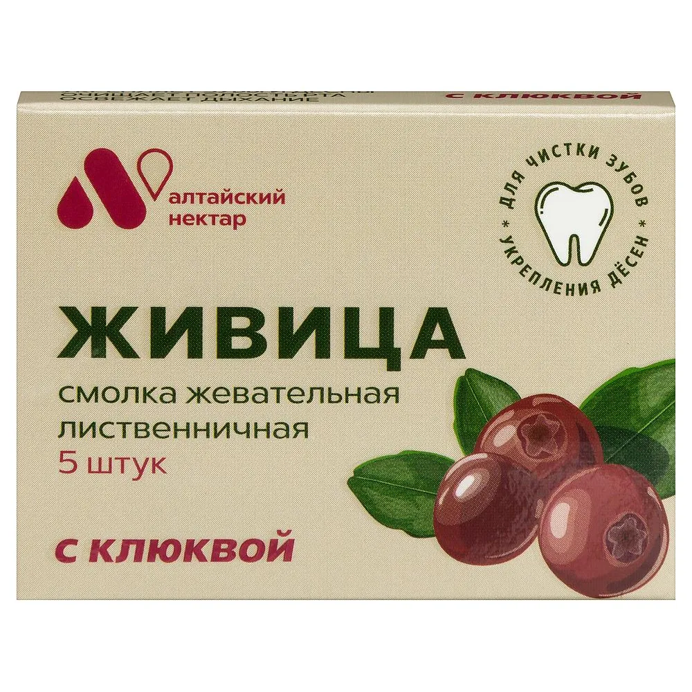 Smolka Resin Chewing Gum from Larch Resin 5 pcs. with Cranberry
