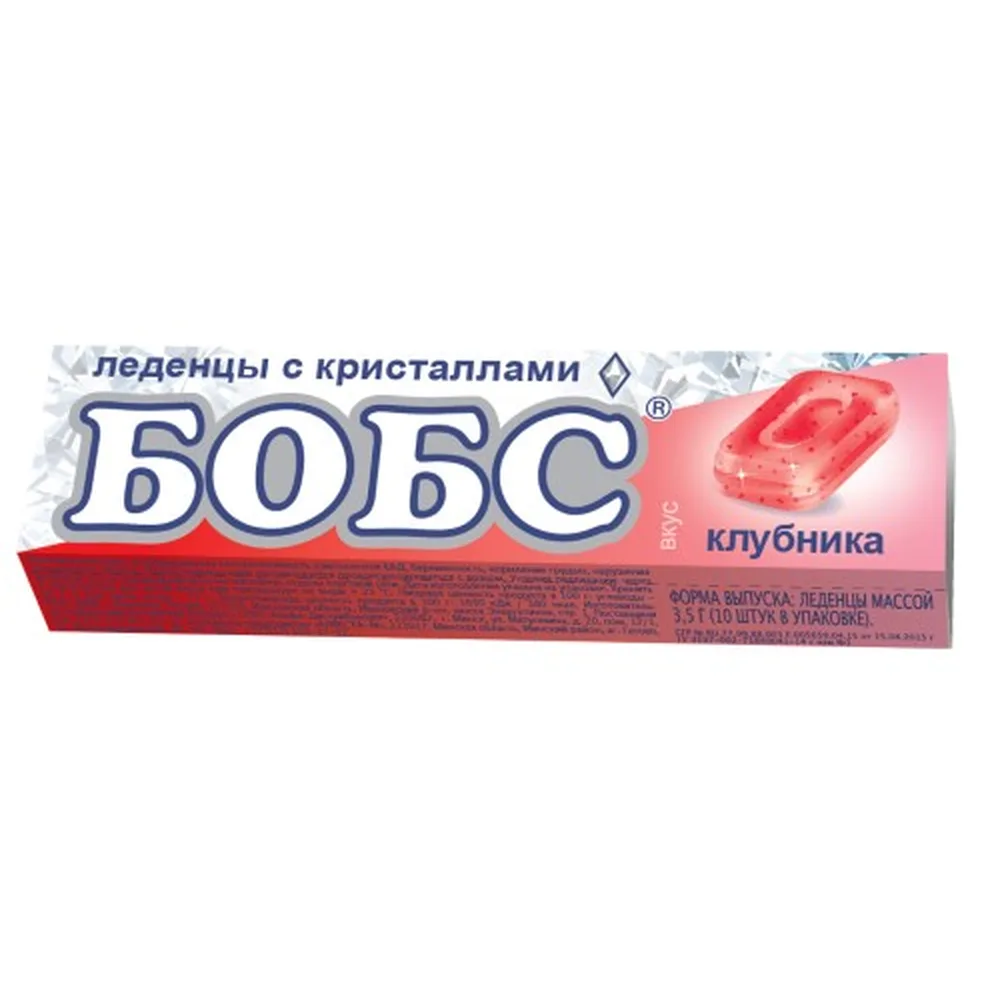 Bobs Strawberry Mint Crystal Lollipops 10 pcs 3.5 g