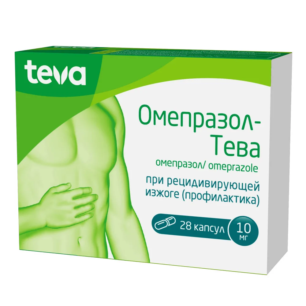 Omeprazole-Teva 10 mg 28 capsules enteric-coated