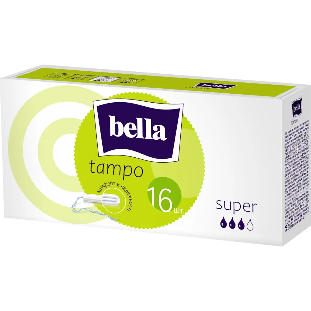 Bella Tampo Women's Hygienic Tampons Comfort and Reliability Super 16 pcs.