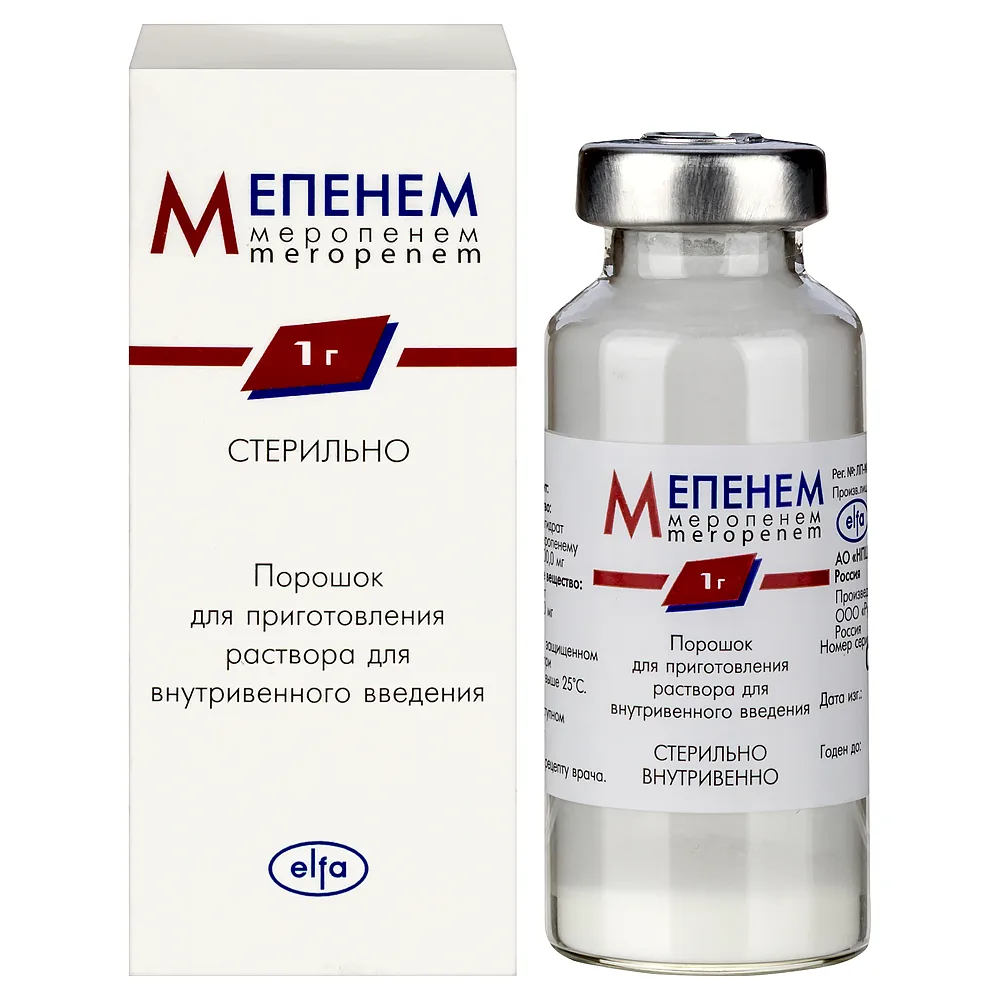 Meropenem 1000 mg powder for solution for infusion vial 1 pc.