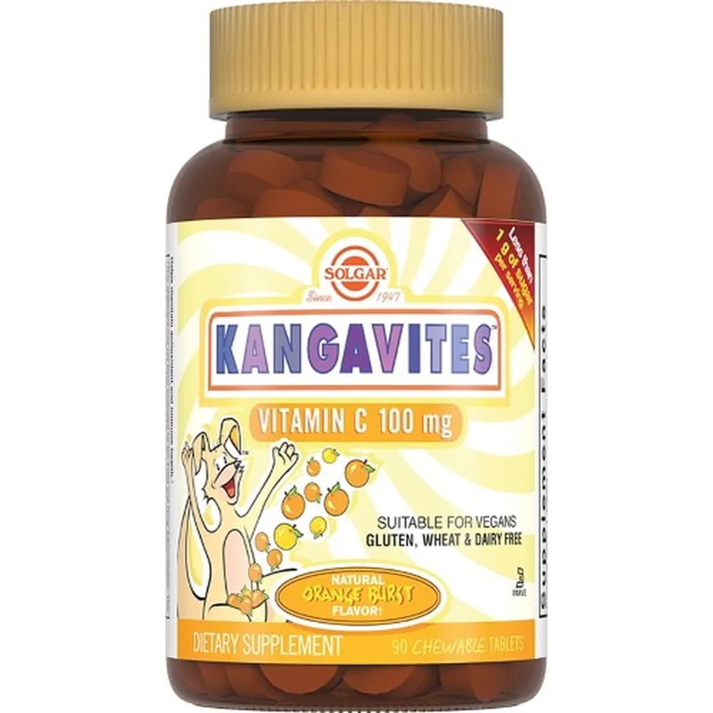 Solgar Kangavites with Vitamin C for Children Orange Flavor 90 Chewable Tablets