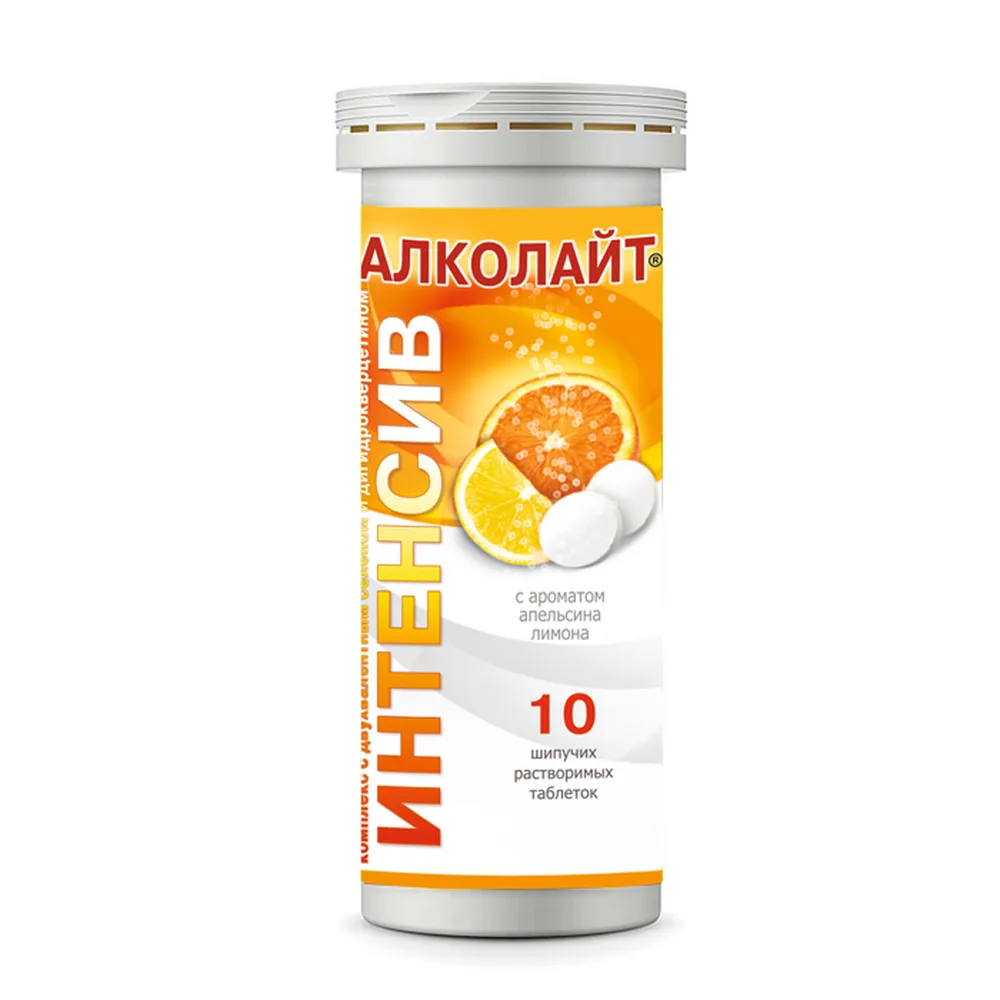 Alcolight Complex with Divalent Selenium and Dihydroquercetin Intensive with Orange-Lemon Flavor 10 effervescent tablets 4 g