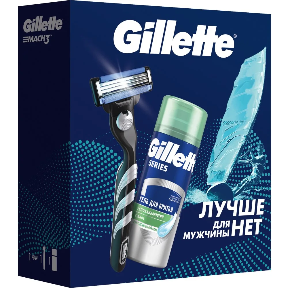 Gillette Mach3 Razor with Replacement Cartridge 1 pc. + Gillette Series Soothing Shaving Gel 75 ml