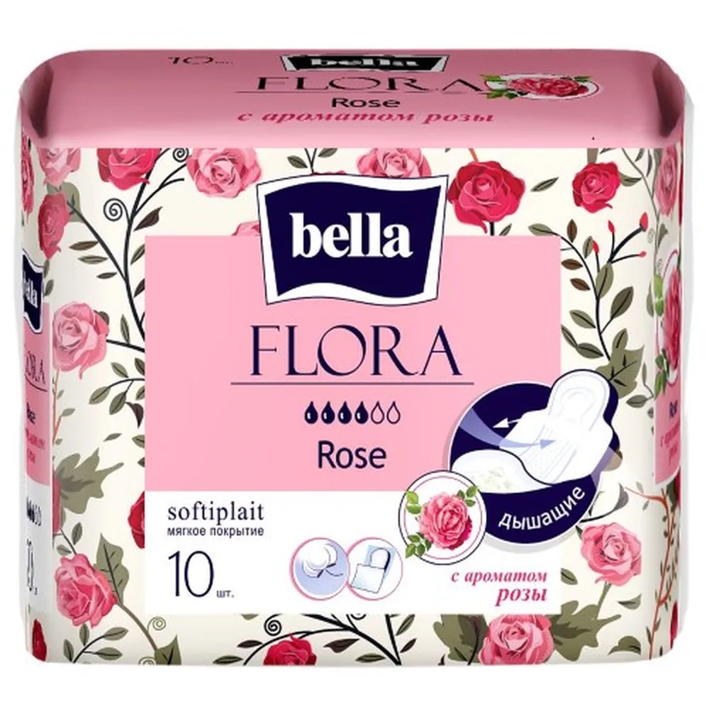 Bella Flora Rose Scented Sanitary Pads 10 pcs.