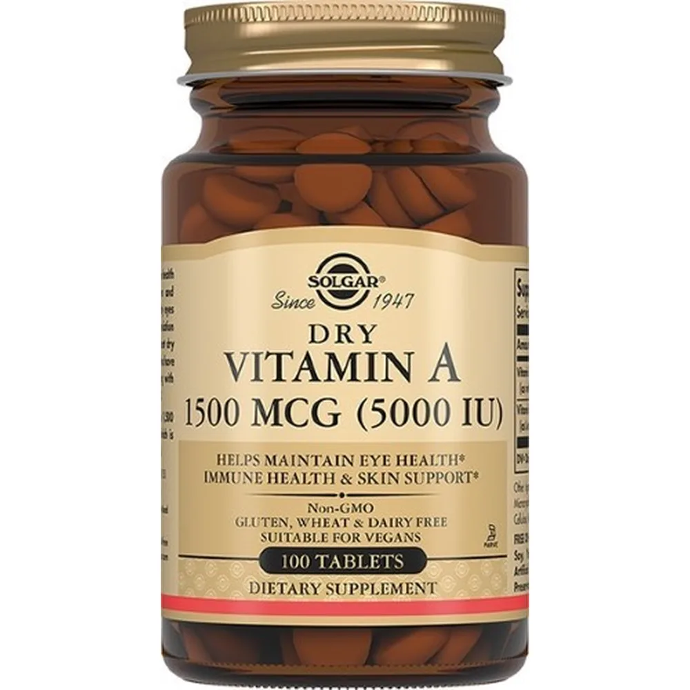Solgar Dry Vitamin A 1500 mcg (5000 IU) 100 Tablets 370 mg