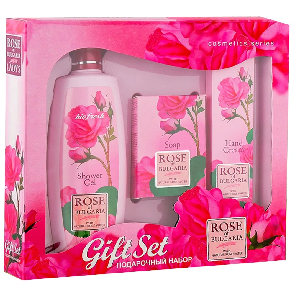 Rose of Bulgaria Gift Set No. 5 / Natural Cosmetic Soap 100 g + Shower Gel 330 ml + Hand Cream 75 ml