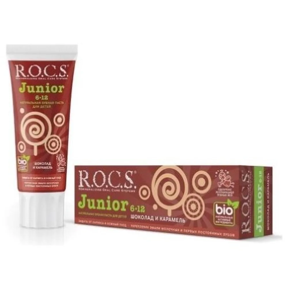 Rocs Junior Toothpaste Chocolate and Caramel for Children 74 g