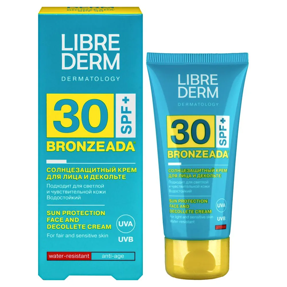 Librederm Bronzeada Sunscreen Cream for Face and Décolleté SPF 30 50 ml