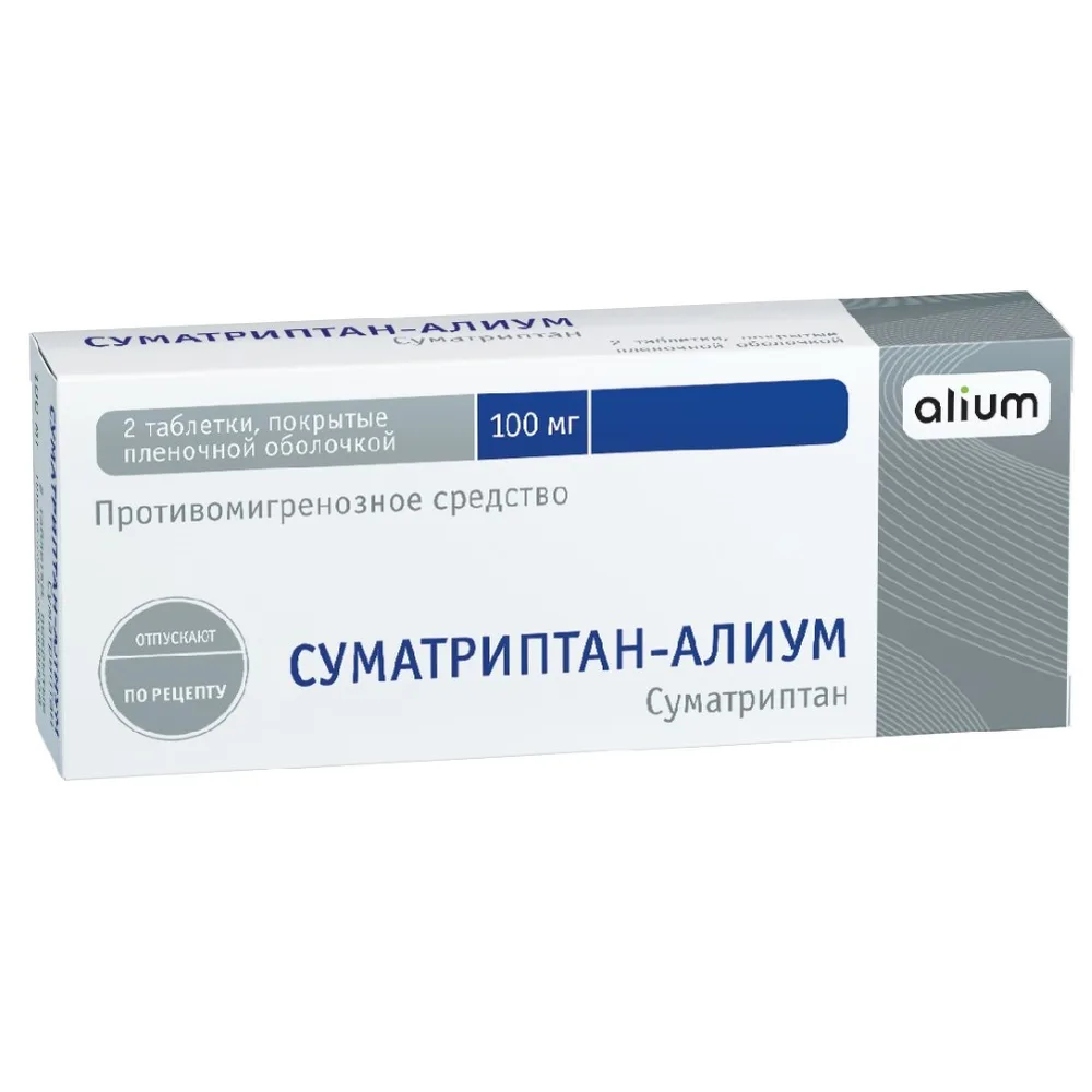 Sumatriptan-Alium 100 mg 2 coated tablets