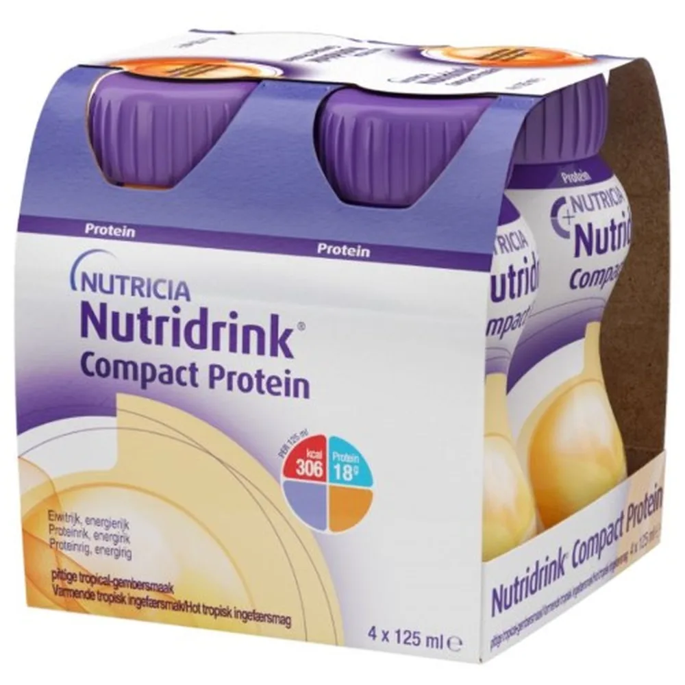 Nutridrink Compact Protein Therapeutic Dietary High-Protein Nutrition with Warming Ginger and Tropical Fruit Flavor 125 ml, 4 pcs.