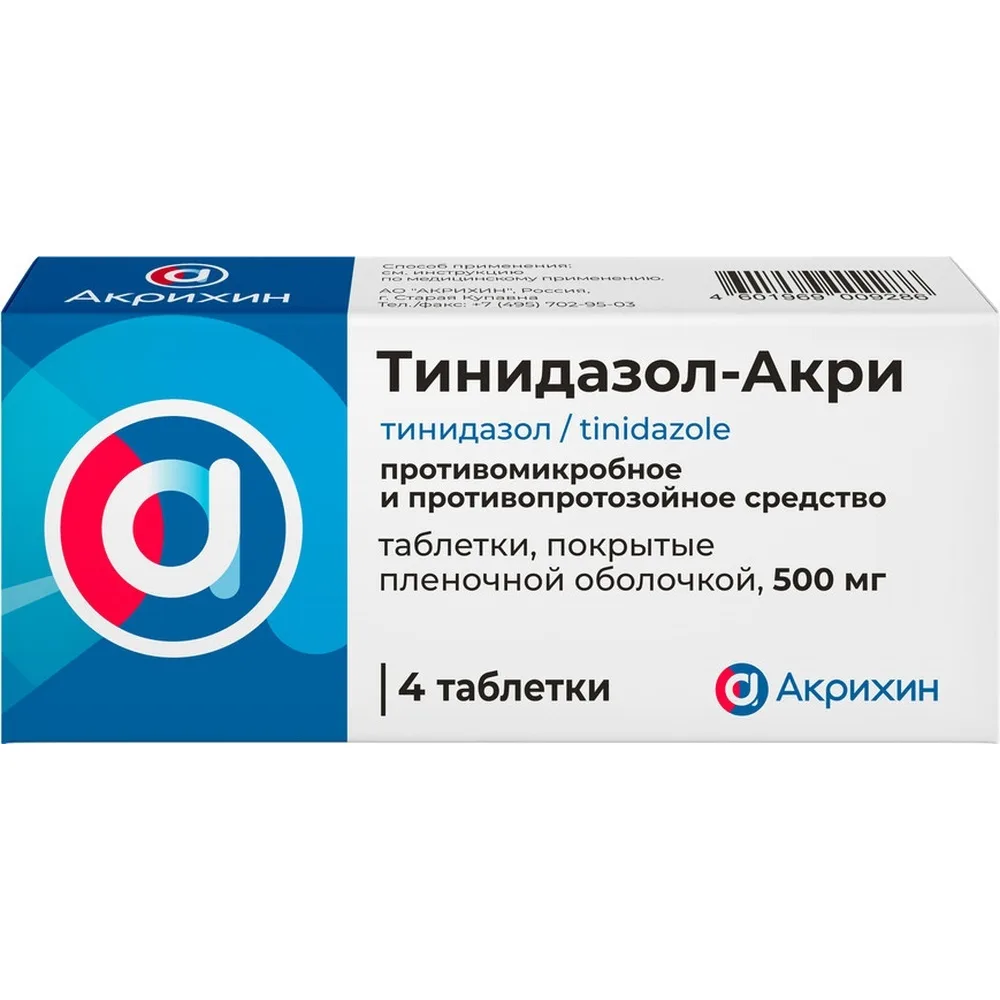 Tinidazole-Acri 500 mg 4 coated tablets
