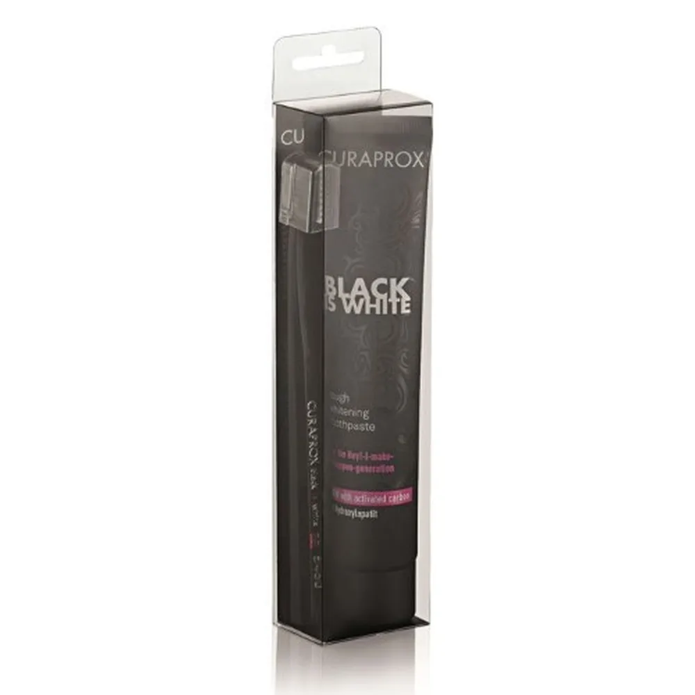 Curaprox Toothpaste Black is White (Lime Flavor) 90 ml + Adult Toothbrush Black is White/Set