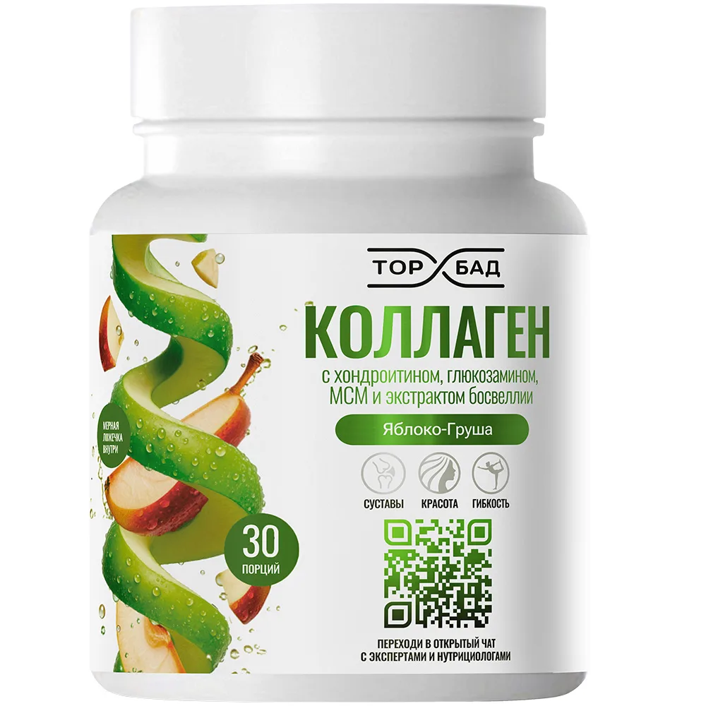 Torbad collagen with chondroitin, glucosamine, MSM, and boswellia extract 190 g powder apple-pear flavor