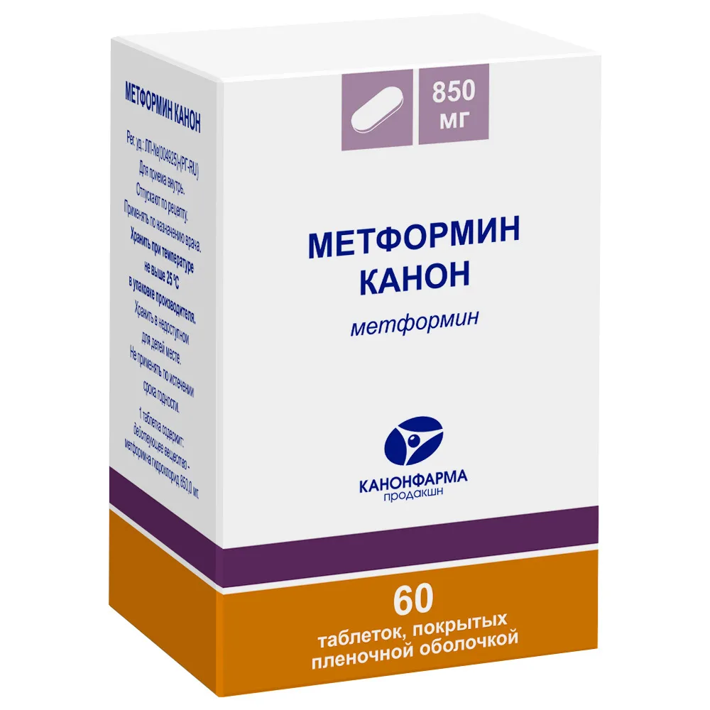Metformin Kanon 850 mg 60 coated tablets canister