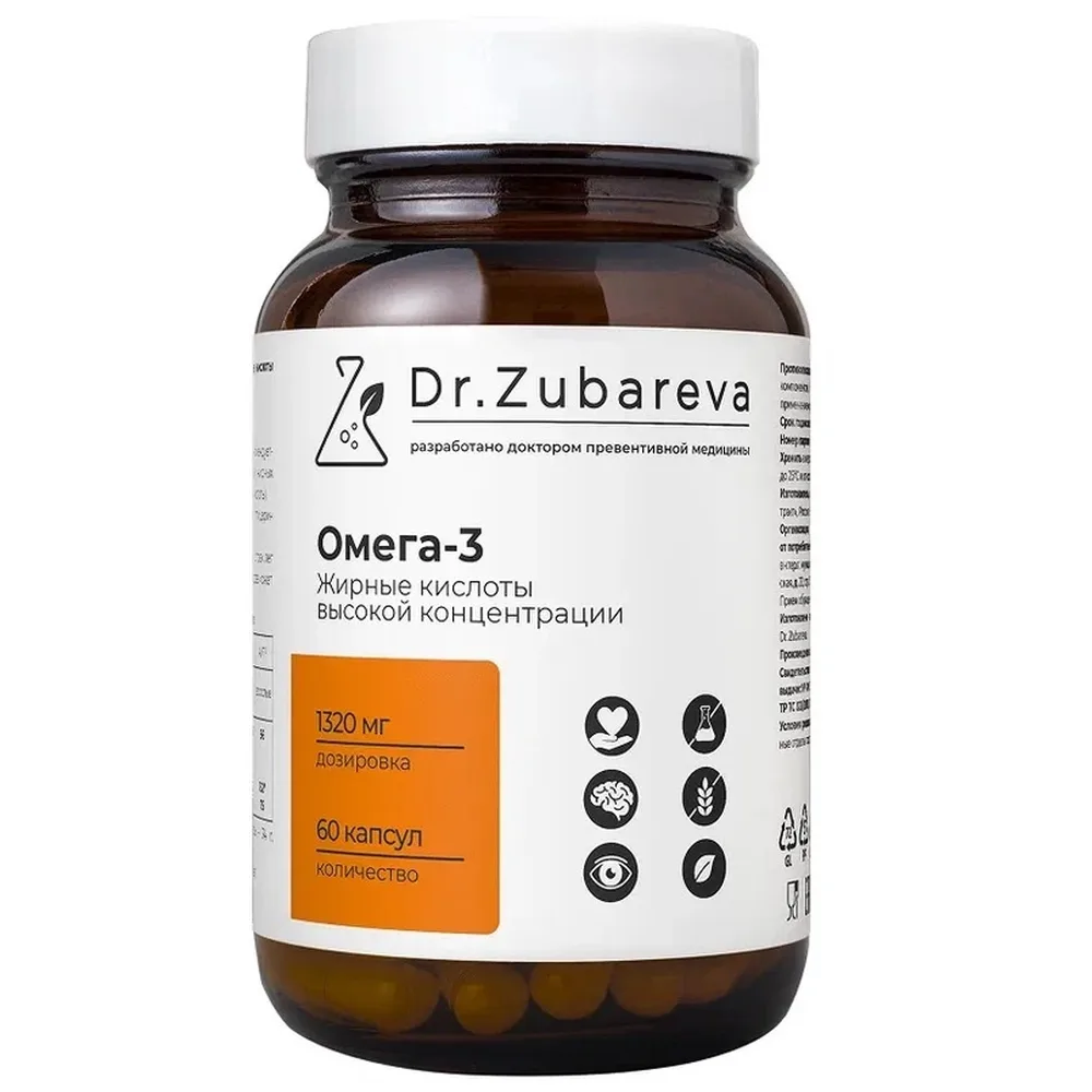 Dr Zubareva Omega-3 Fatty Acids High Concentration 60 Capsules 1620 mg