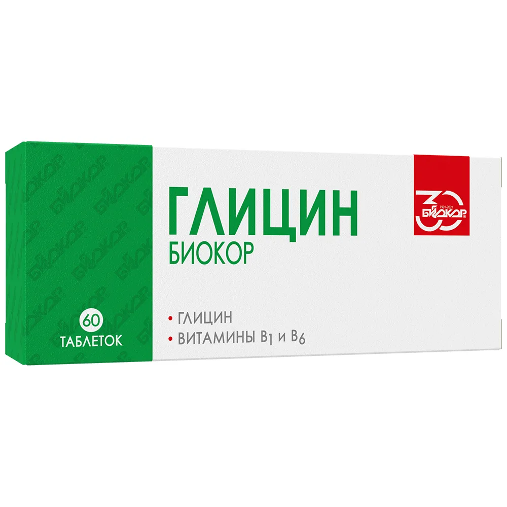 Glycine Biocor with Vitamins B1 and B6 60 pcs. tablets 0.18 g